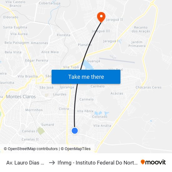 Av. Lauro Dias De Sá, 203 to Ifnmg - Instituto Federal Do Norte De Minas Gerais map