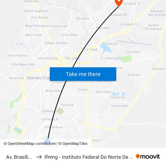 Av. Brasília, 427 to Ifnmg - Instituto Federal Do Norte De Minas Gerais map
