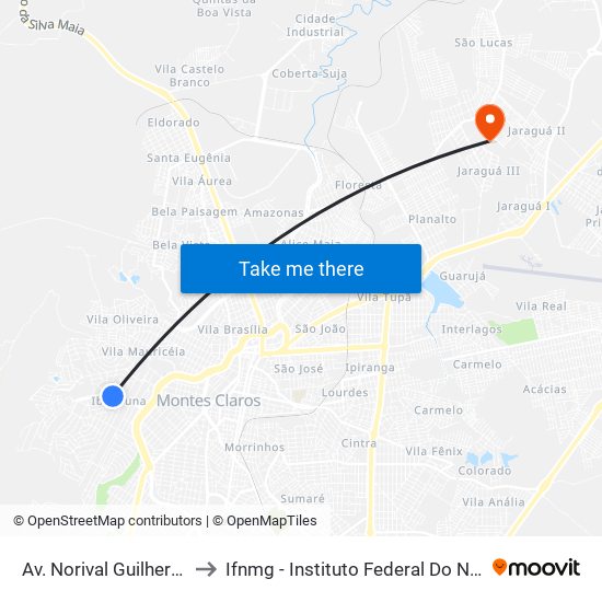 Av. Norival Guilherme Vieira, 225 to Ifnmg - Instituto Federal Do Norte De Minas Gerais map