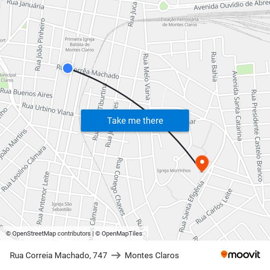 Rua Correia Machado, 747 to Montes Claros map