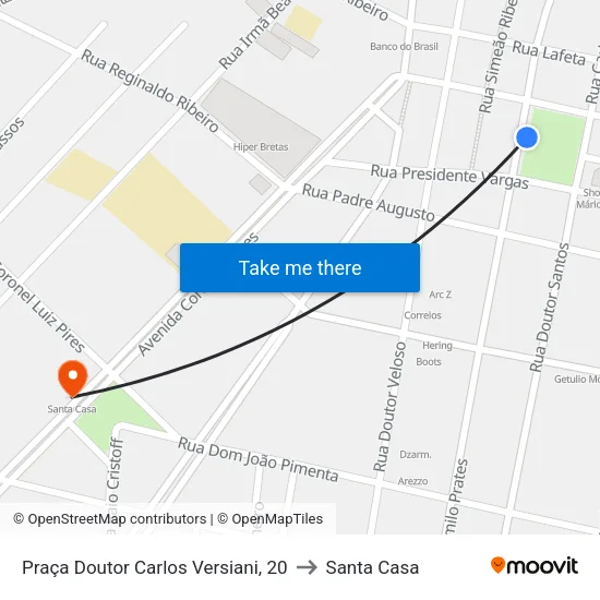 Praça Doutor Carlos Versiani, 20 to Santa Casa map