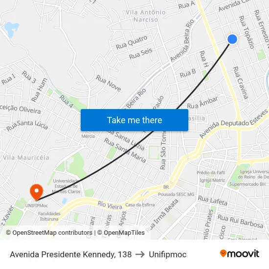 Avenida Presidente Kennedy, 138 to Unifipmoc map