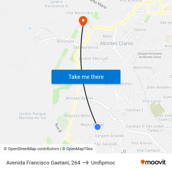 Avenida Francisco Gaetani, 264 to Unifipmoc map