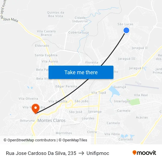 Rua Jose Cardoso Da Silva, 235 to Unifipmoc map