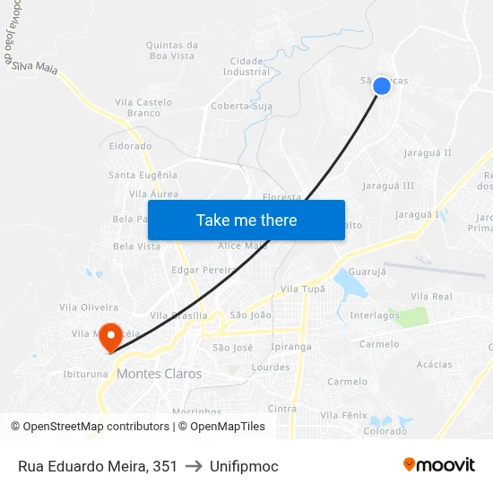 Rua Eduardo Meira, 351 to Unifipmoc map