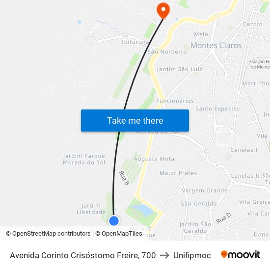 Avenida Corinto Crisóstomo Freire, 700 to Unifipmoc map