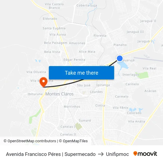 Avenida Francisco Péres | Supermecado to Unifipmoc map