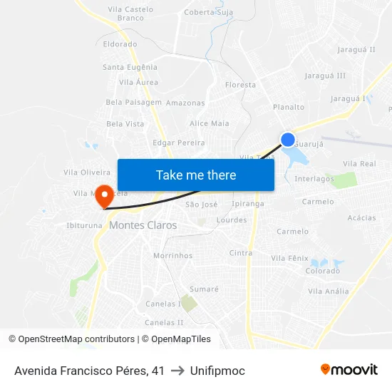 Avenida Francisco Péres, 41 to Unifipmoc map