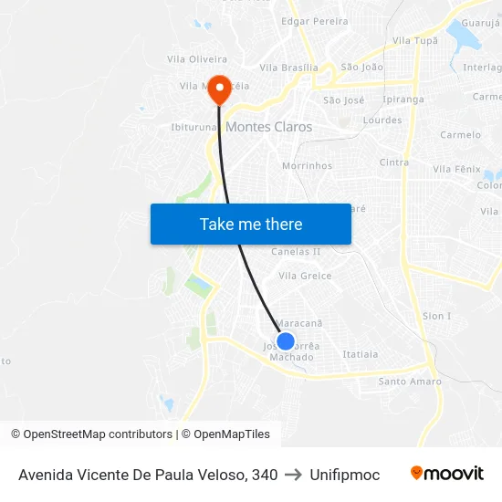 Avenida Vicente De Paula Veloso, 340 to Unifipmoc map