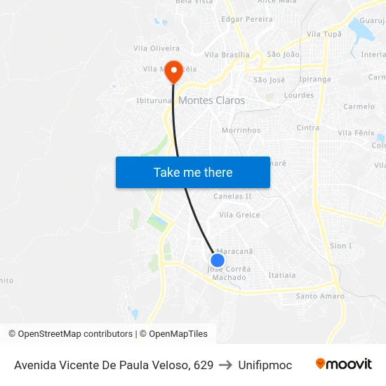 Avenida Vicente De Paula Veloso, 629 to Unifipmoc map