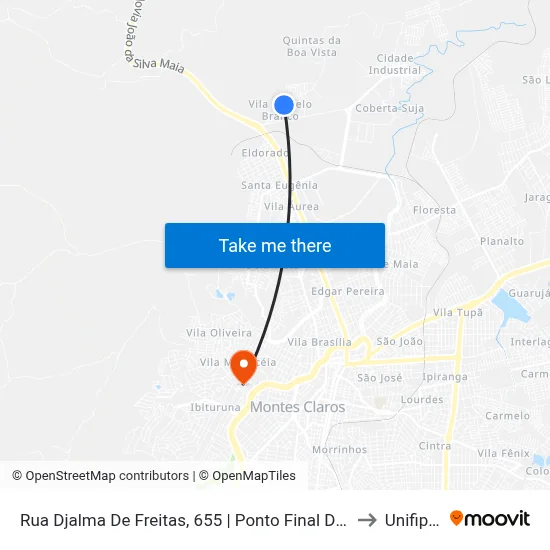 Rua Djalma De Freitas, 655 | Ponto Final Do Castelo Branco to Unifipmoc map