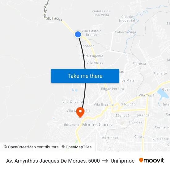 Av. Amynthas Jacques De Moraes, 5000 to Unifipmoc map