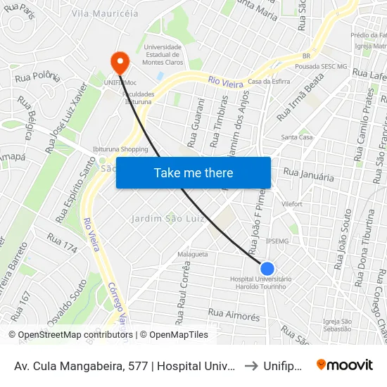 Av. Cula Mangabeira, 577 | Hospital Universitário to Unifipmoc map