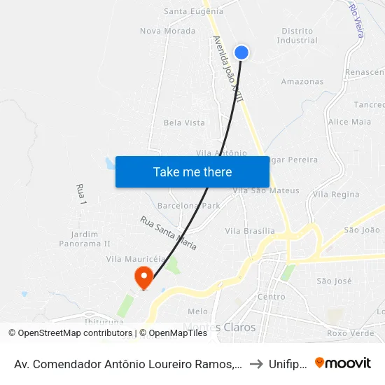 Av. Comendador Antônio Loureiro Ramos, 645 | Transmoc to Unifipmoc map