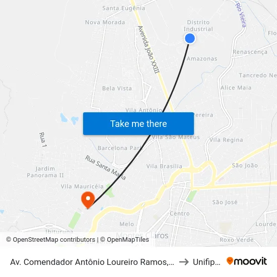 Av. Comendador Antônio Loureiro Ramos, 1115 | Funorte to Unifipmoc map
