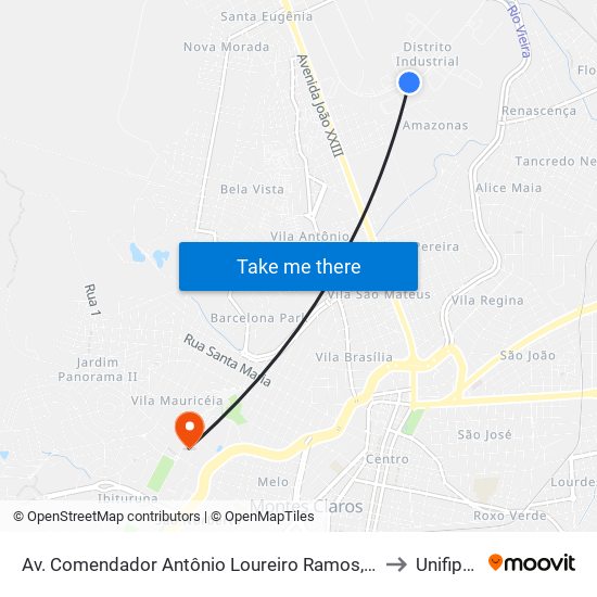 Av. Comendador Antônio Loureiro Ramos, 1200 | Funorte to Unifipmoc map