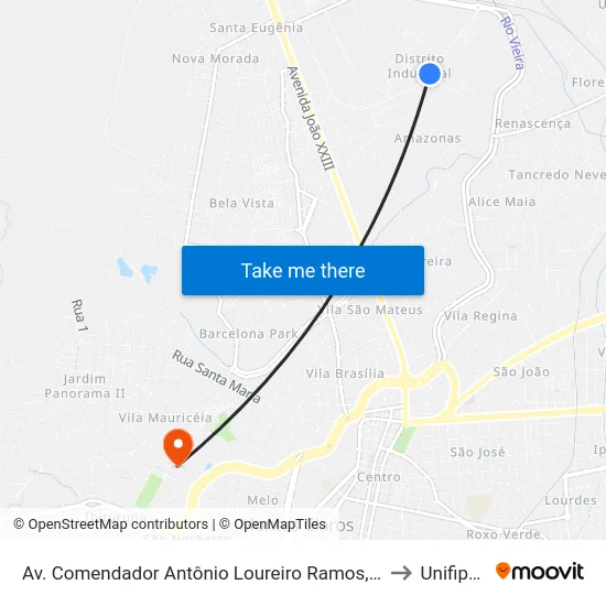 Av. Comendador Antônio Loureiro Ramos, 1500 | Vallée to Unifipmoc map