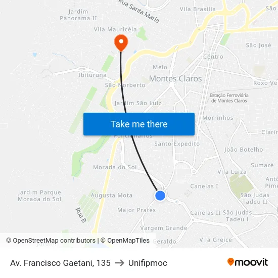 Av. Francisco Gaetani, 135 to Unifipmoc map