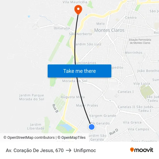 Av. Coração De Jesus, 670 to Unifipmoc map