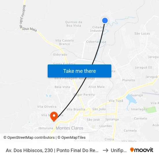 Av. Dos Hibiscos, 230 | Ponto Final Do Residencial Vitória to Unifipmoc map