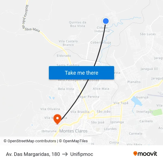 Av. Das Margaridas, 180 to Unifipmoc map