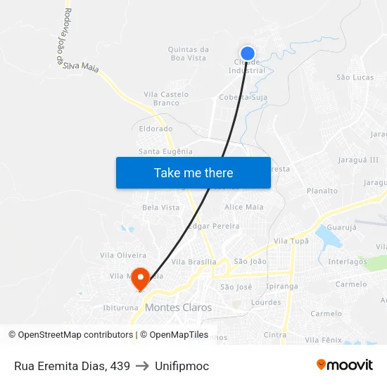 Rua Eremita Dias, 439 to Unifipmoc map