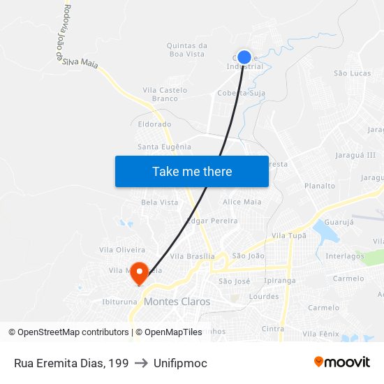 Rua Eremita Dias, 199 to Unifipmoc map