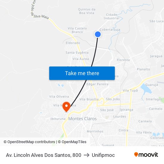 Av. Lincoln Alves Dos Santos, 800 to Unifipmoc map