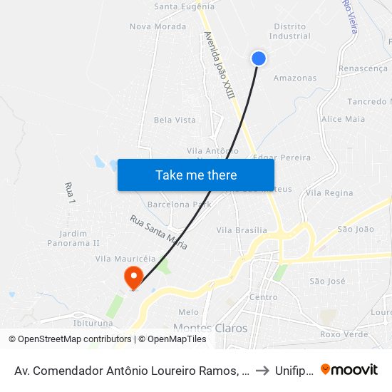 Av. Comendador Antônio Loureiro Ramos, 1000 | Novo Clube to Unifipmoc map