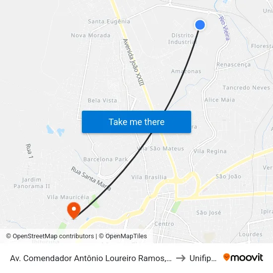 Av. Comendador Antônio Loureiro Ramos, 1995 | Nestlé to Unifipmoc map