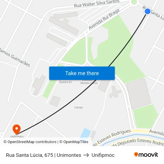Rua Santa Lúcia, 675 | Unimontes to Unifipmoc map