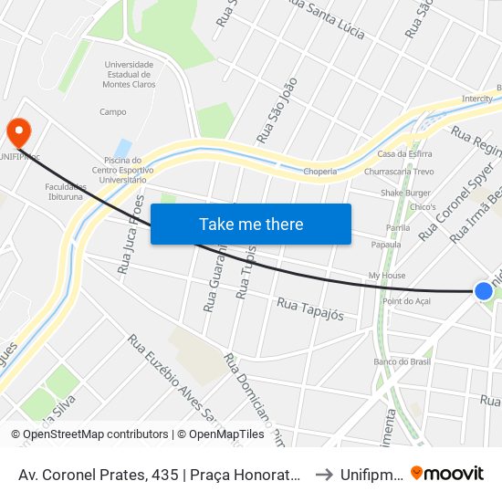Av. Coronel Prates, 435 | Praça Honorato Alves to Unifipmoc map