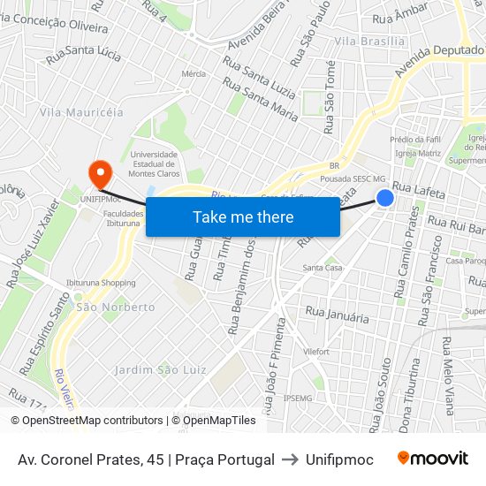 Av. Coronel Prates, 45 | Praça Portugal to Unifipmoc map
