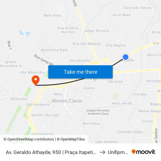 Av. Geraldo Athayde, 950 | Praça Itapetinga to Unifipmoc map