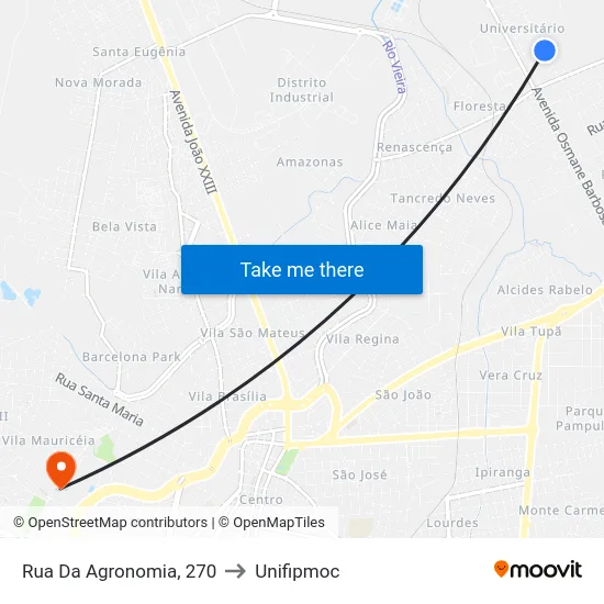 Rua Da Agronomia, 270 to Unifipmoc map
