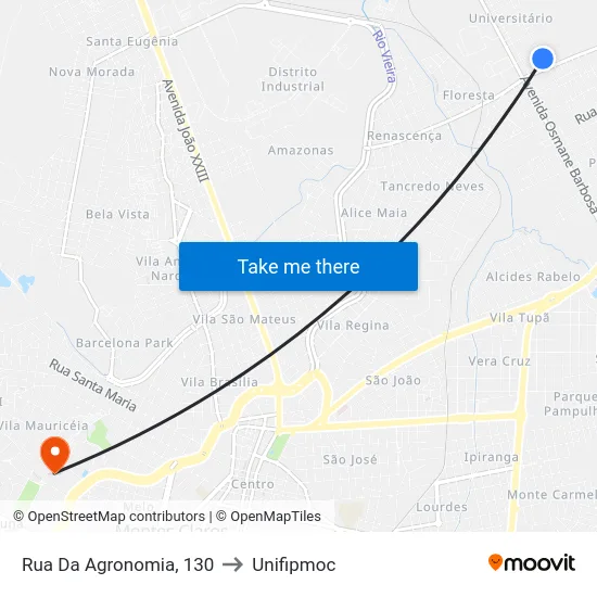 Rua Da Agronomia, 130 to Unifipmoc map