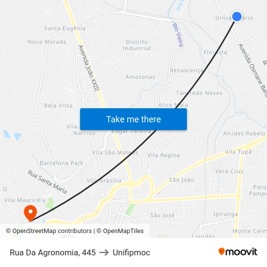 Rua Da Agronomia, 445 to Unifipmoc map