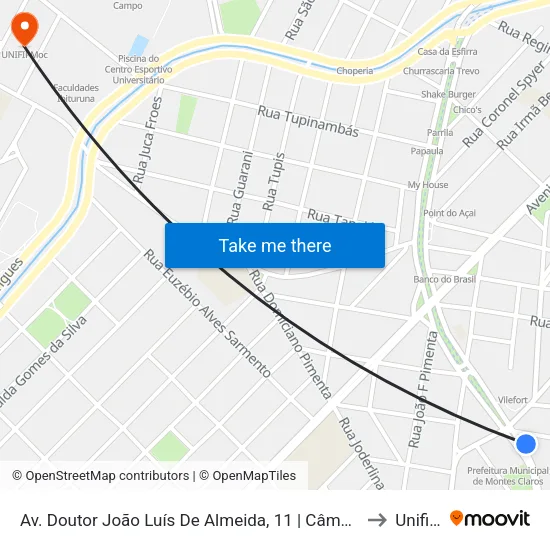Av. Doutor João Luís De Almeida, 11 | Câmara Municipal De Montes Claros to Unifipmoc map