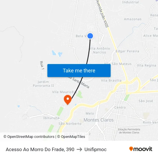 Acesso Ao Morro Do Frade, 390 to Unifipmoc map