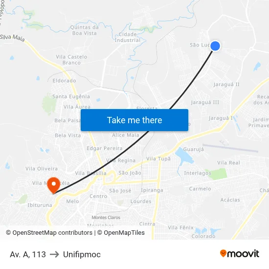 Av. A, 113 to Unifipmoc map