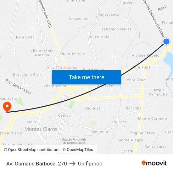 Av. Osmane Barbosa, 270 to Unifipmoc map