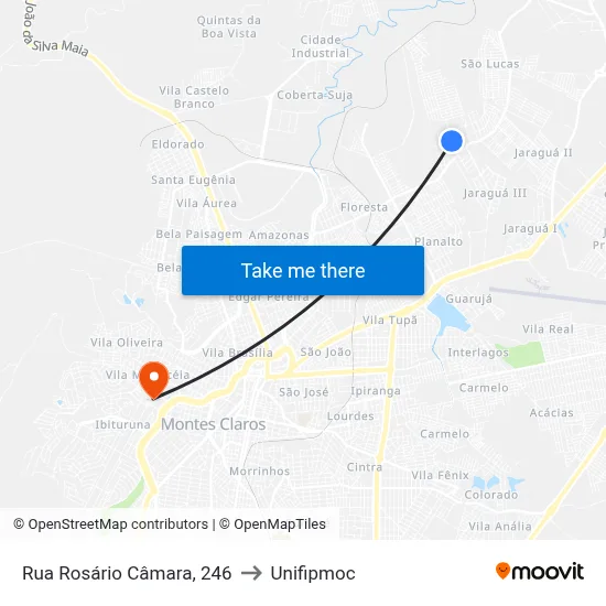 Rua Rosário Câmara, 246 to Unifipmoc map
