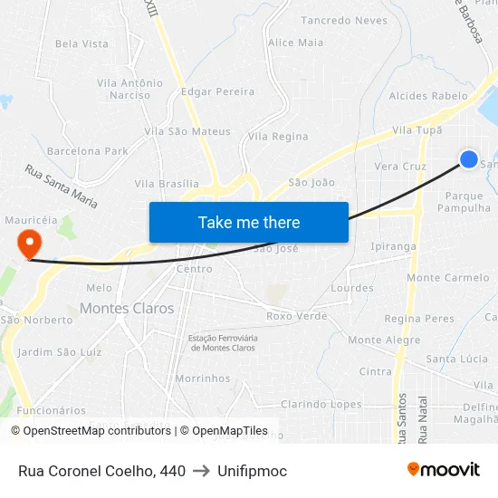 Rua Coronel Coelho, 440 to Unifipmoc map