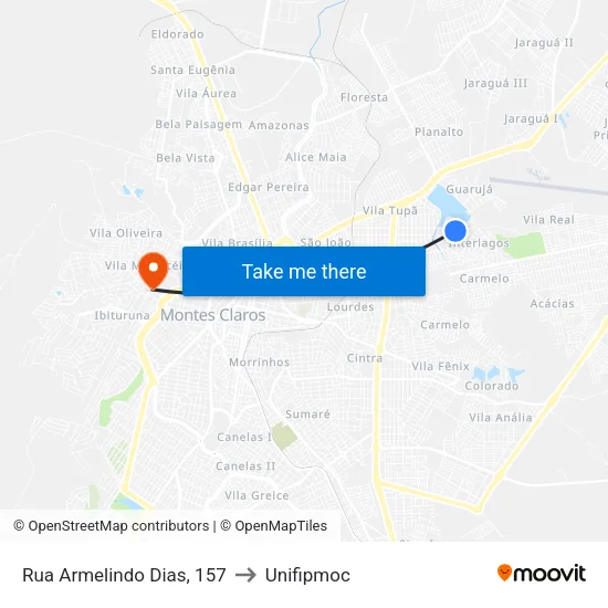Rua Armelindo Dias, 157 to Unifipmoc map
