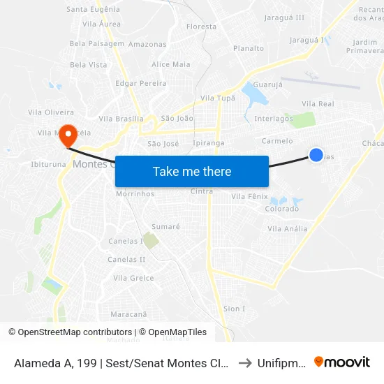Alameda A, 199 | Sest/Senat Montes Claros to Unifipmoc map