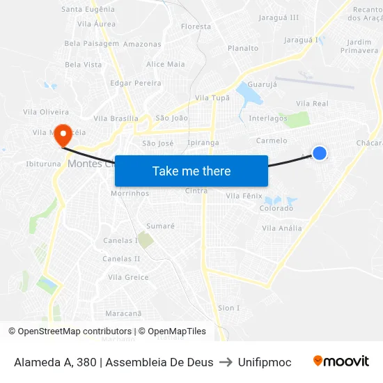 Alameda A, 380 | Assembleia De Deus to Unifipmoc map