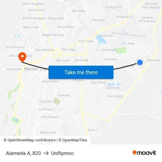 Alameda A, 820 to Unifipmoc map