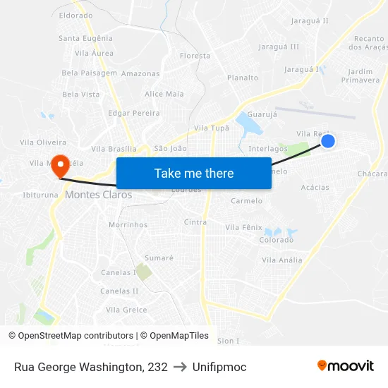 Rua George Washington, 232 to Unifipmoc map
