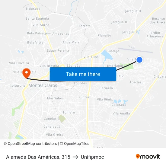 Alameda Das Américas, 315 to Unifipmoc map