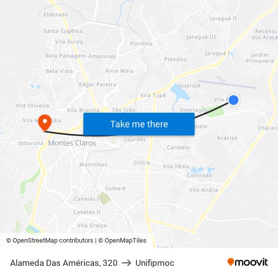Alameda Das Américas, 320 to Unifipmoc map
